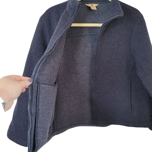 WOOLRICH Deep Navy Heather Wool Blend Zip Up Jacket - Medium - Picture 3 of 8
